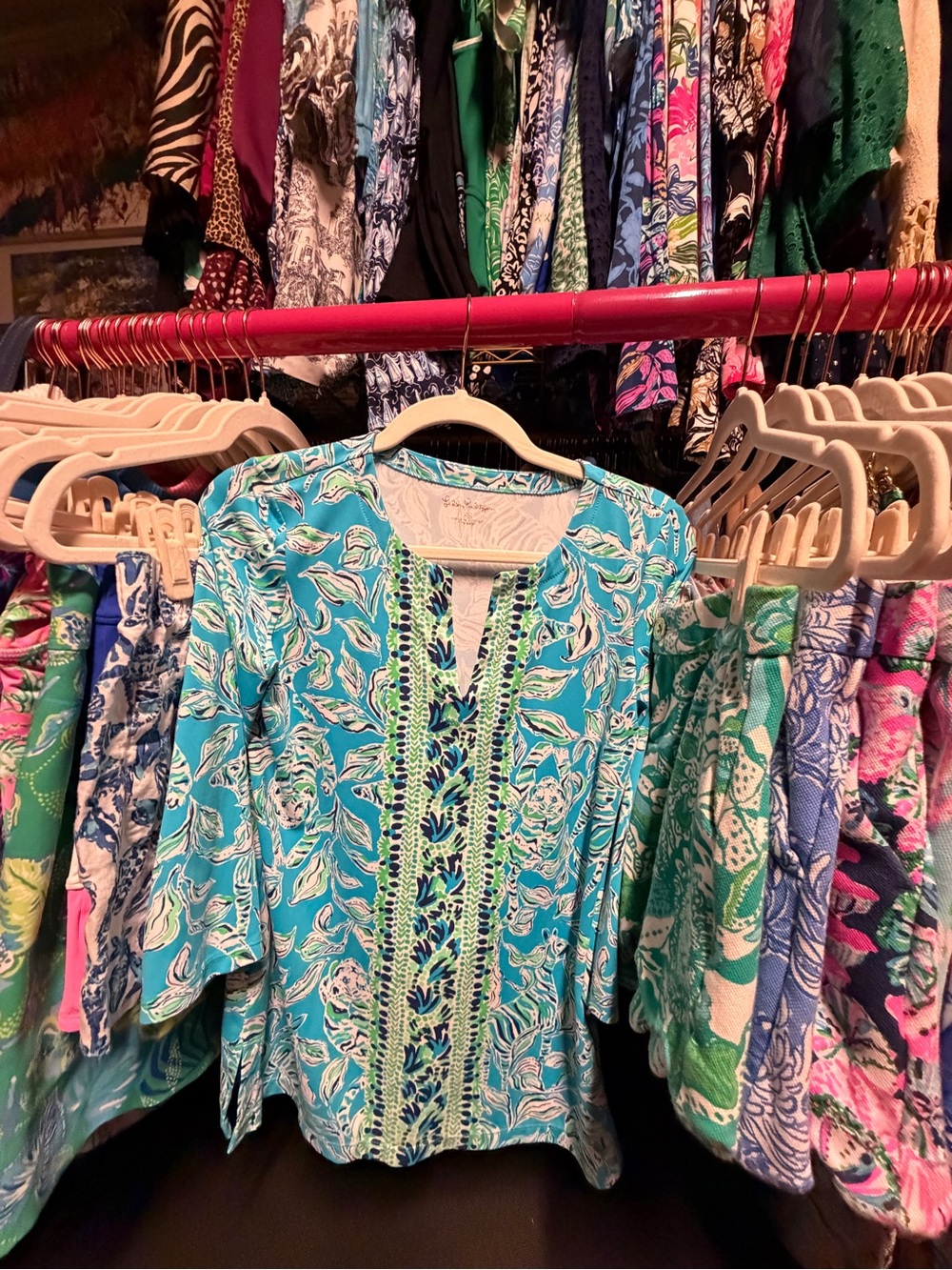Lilly Pulitzer ChillyLilly Karina Tunic Top - Turquoise Oasis - XS